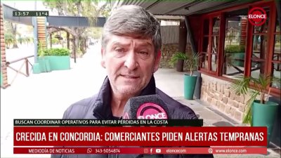 Crecida del r&iacute;o Uruguay: comerciantes de Concordia piden alerta temprana